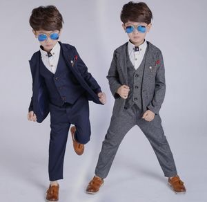 Nieuwe Collectie Mode Jongens Kids 3 STKS Blazers Jongen Pak Voor Bruiloften Prom Formeel Lente Herfst Grijs/Blauw 3 STKS Jurk Bruiloft Jongen Pakken