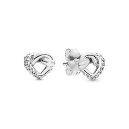 2019 Nouvelle arrivée Boucles d'oreilles coeur noué boîte d'origine pour Pandora 925 en argent sterling CZ diamant boucle d'oreille femmes filles cadeau bijoux