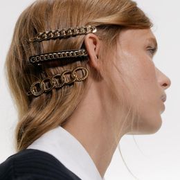 2019 Nueva llegada Popular Europea EE. UU. Venta caliente Clips para el cabello laterales creativos Cadena de aleación Horquillas para el cabello de moda