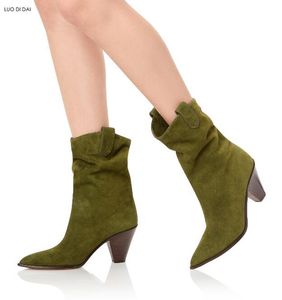 2019 Nieuwe Collectie Vrouwen Enkellaarzen Point Teen Boots Slip op Booties Party Schoenen Dames Western Botas Jurk Booties Lady Footwear