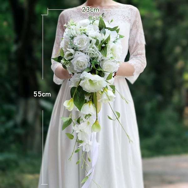 Bouquets de mariée Accessoires de mariage féeriques Fleurs de mariée 23 * 55cm Fleurs de mariage de haute qualité Expédition rapide