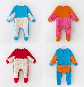 2019 Nieuwe Baby Mop Kleding Lange Mouw Kruipkleding Peuter Jumpsuit Pak Katoen Baby Cleaning Mop Pak Outfit Unisex Rompe Y7205772