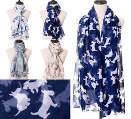 2019 New Beautiful Schnauzer Impresión de estampado Machas Fashion Women Bufand Buffs Foulard 5 Color completo 10pcslot 5243269