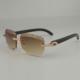 Zonnebril van natuurlijk zwart hoorn Uniek ontwerp Medium diamant zonnebril 8300756 Gravure lensgrootte 56-18-140 mm