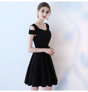 2019 nouvelle robe de soirée noire robe de cocktail banquet partie jupe mince robe courte Zipper design peut être adapté