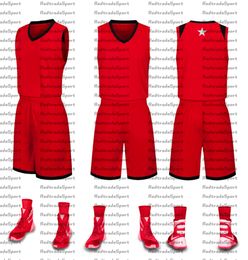Nieuwe lege basketbal jerseys bedrukt logo heren maat S-XXL goedkope prijs snelle verzending Goede kwaliteit A006 rood Blauw RB004