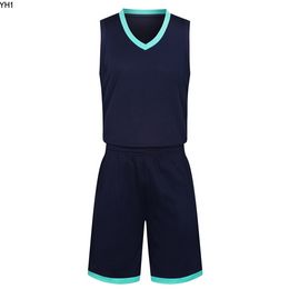 2019 Nouveaux maillots de basket-ball vierges logo imprimé Hommes taille S-XXL prix pas cher expédition rapide bonne qualité Bleu foncé DB003nQ