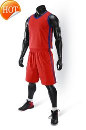 2019 Nouveaux maillots de basket-ball vierges logo imprimé Hommes taille S-XXL prix pas cher expédition rapide bonne qualité A006 ROUGE BLEU RB003AA1