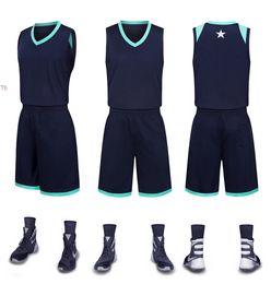 2019 nouveaux maillots de basket-ball vierges logo imprimé taille homme S-XXL prix pas cher expédition rapide bonne qualité bleu foncé DB001nh