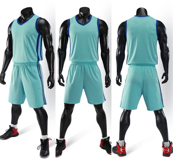 2019 Nouveaux maillots de basket-ball vierges logo imprimé Hommes taille S-XXL prix pas cher expédition rapide bonne qualité A006 BLEU CIEL SB004