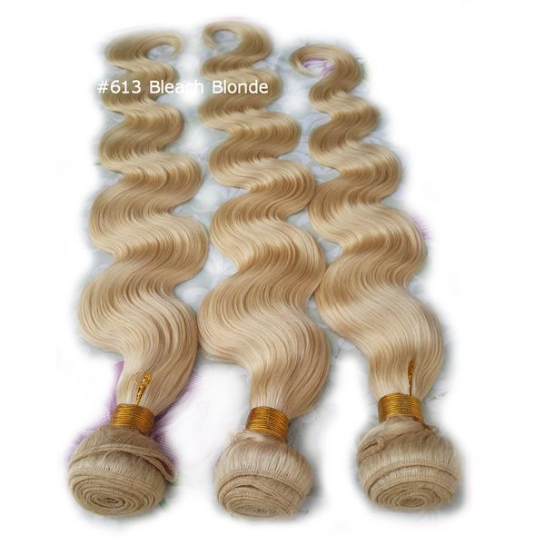 2019 New Body Wave Platinum Blonde Extensions Brésilien Coiffes Brésilien Téleté Péruvienne Indian Péruvienne 3pc 100g / Bundle pas cher