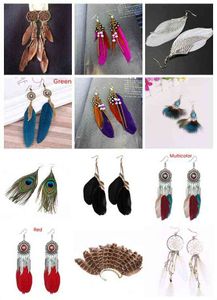 2019 nieuwe Bohemen veer kwastje oorbellen voor vrouwen india stijl veer charme dangle oorbellen etnische tribale hippie sieraden gift G220312