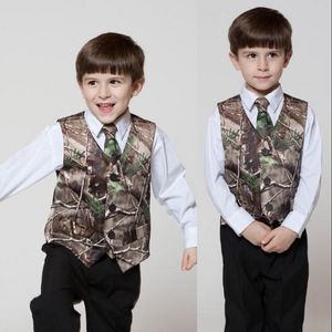 2019 Nieuwe Camo Vesten Boy's Formele Wear Vesten met Ties Camouflage Bruidegom Jongen Vest Goedkope Satijn Custom Formele Bruiloft Vesten Camouflage