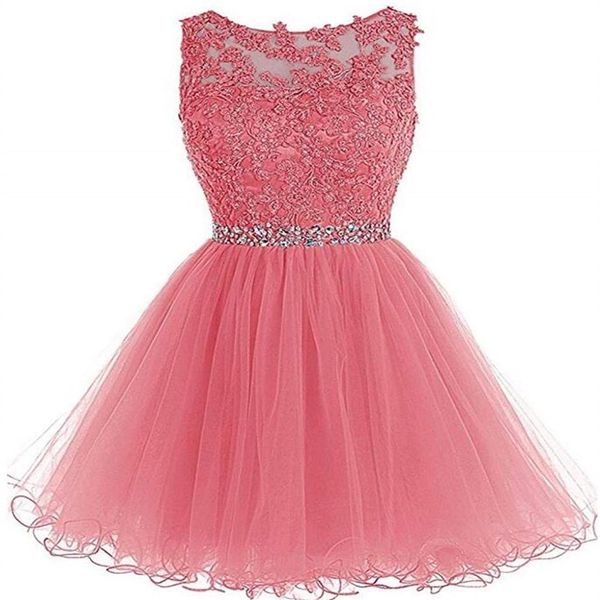 2019 Nouveau Pas Cher Tulle Robes De Bal Courtes Plus La Taille Appliques Mini Graduation Soirée Formelle Homecoming Robe De Soirée AL12250j