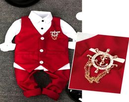 2019 Nieuw kindervestpak Fashion Kid Wedding Summer Suits voor 3DEPARTS ROOD EN WIT181I9423655