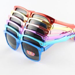 Kinderen Mode Zonnebril Kids Galomoplated Shades Kleurrijke Frame UV400 6 Kleuren Groothandel Brillen 24pcs Mix / Lot