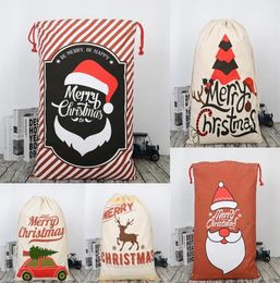 2019 New Christmas Boor Canvas Gift Bag Monogramable Bolsas de almacenamiento de Santa Reindeers Suministros de Navidad Suministros de Navidad W959558237017
