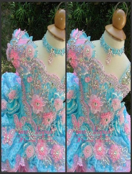 2019 Nouveau Coloré Mignon Enfant Cupcake Pageant Robe Scintillante Paillettes Cristal Enfants Pageant Robes Fleurs Faites À La Main Petite Fille Pagea1015436