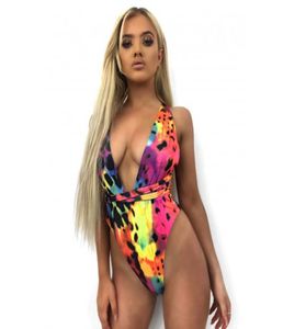 2019 New Deep V Swimwear One Piece Swimsuit DIY Long Strap Wrap autour de Femelle Bather Leopard Printed Bathing Costume Swim Lady 38086013811