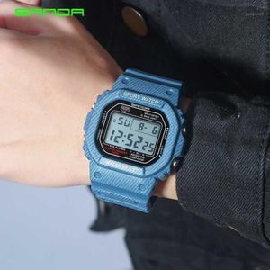 2019 Nuevo mezclilla Sanda Sport Digital Watch Gyle G Men's Watches impermeables Relogio Relogio Masculino Esportivo1 248Y