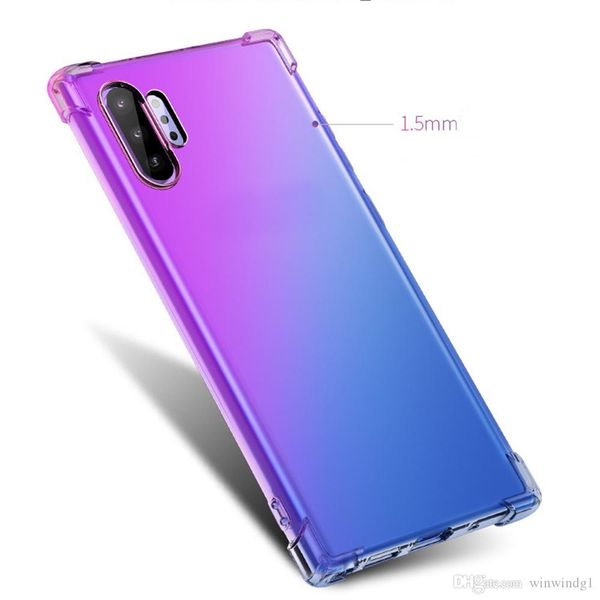 Antichoc Téléphone étuis pour samsung Galaxy S7 S8 S9 S10 Plus Note 8 9 10 Conception Double Dégradé Couleur Silicone Couverture Arrière