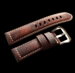 2019 Nieuw ontwerp retro lederen horlogebands versie klassieke Men039S Watch Band 20 22 24 mmm voor Panerai Strap Hoge kwaliteit pols -2056484