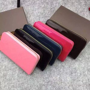 Cartera brillante de diseñador Carteras de lujo estándar para mujer Portatarjetas Cartera larga clásica de charol Bolsa de dinero policromática Bolsa con cremallera Monedero 60017