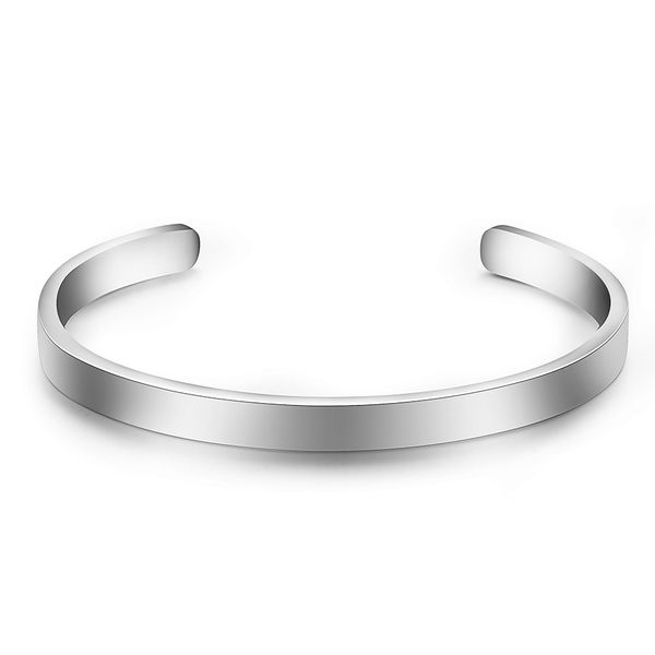 Nuevo personalizado Acero inoxidable Oro Plata Negro Mujeres en blanco Brazalete abierto Brazalete 5 mm * 15 .5 cm Pulsera delgada Amante Regalos al por mayor