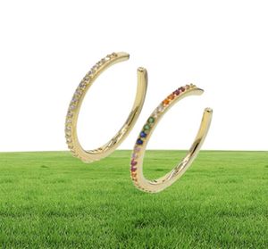 2019 Nouveau designer Femmes coloré CZ Circle Oreau Cuff Clip Clip Eargs Gold Couleur Mariage Piercing Dualpurpose Bilans d'oreilles