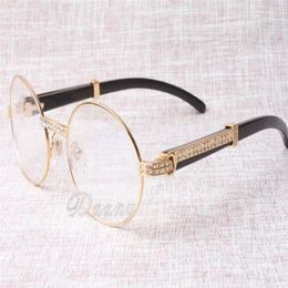 2019 neue diamantrunde Retro-Brille High-End-Mode schwarze Hörner Brillengestell 7550178 Herren- und Damenbrille Größe 55-22-135mm247R
