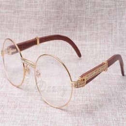 2019 Nuevas gafas de sol redondas de diamantes Anteojos de cuerno de ganado 7550178 Madera Hombres y mujeres gafas de sol glasess Tamaño de gafas 55-22-135mm151G