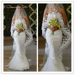 2019 Nieuwe elegante zeemeermin Oscar del la Renta Spring Bridal Strapless lace floor lengte Mermaid trouwjurken Custom Made Bridal G267O