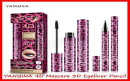 2019 Nieuwe oogmake -up yanqina 4d mascara 2 in 1 set mascara eyeliner 3d dikke krul 36H vloeibare eyeliner 10g longlasting waterdichte l7002195