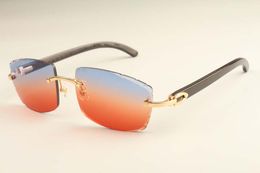 fabriek directe luxe mode ultralichte zonnebril 3524015-H natuurlijke zwarte hoekspiegelpoten zonnebril graveren spiegel