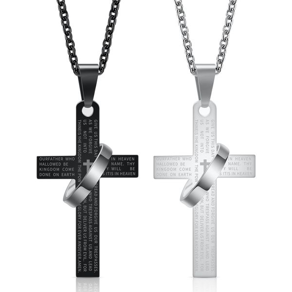 2019 Nouvelle Mode En Acier Inoxydable 316L Croix Écriture Chrétienne Foi Pendentif Collier Tantanium Acier Textes Religieux Bijoux En Gros