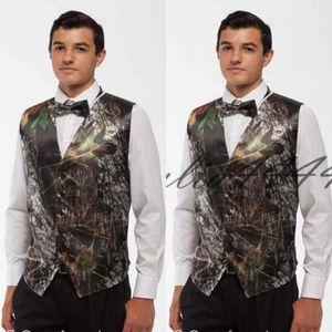 2019 Nieuwe mode camo -bruidegom Vest camouflage slanke fit heren formeel smokingvest voor bruiloft gratis verzending (vest+boog)