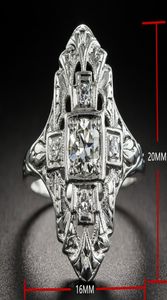 2019 nueva moda elegante anillo de dedo hueco euroamericano circón blanco anillos de mujer plateado Color plata joyería tamaño 610 bague2386518