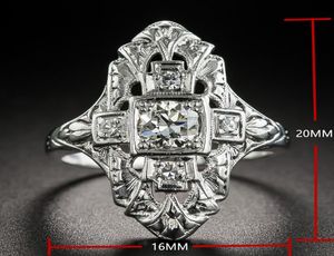 2019 nueva moda elegante anillo de dedo hueco euroamericano circón blanco anillos de mujer plateado Color plata joyería tamaño 610 bague6643803