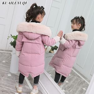 2019 Nieuwe Mode Meisjes Kleding Winter Warm Down Katoen Jassen Kinderen Bont Kraag Jassen Meisje Verdikking Hooded Kinderkleding MX191030