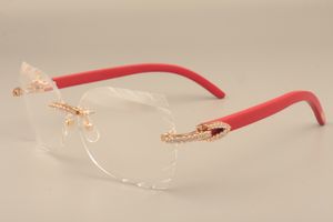 Montures de lentilles de gravure haut de gamme, série de diamants de luxe en or 8300817, monture de lunettes de temple en bois, 58-18-135mm
