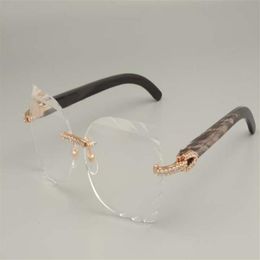 2019 nouvelle mode monture de lunettes sculptées de haute qualité 8300817 série de diamants noir fleur noire monture de lunettes en corne mélangée 58-18-140221r