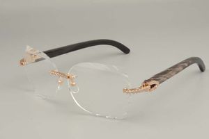 nouvelle monture de lunettes sculptée de haute qualité à la mode 8300817 série de diamants monture de lunettes noir / fleur noire / corne mixte, 58-18-140mm