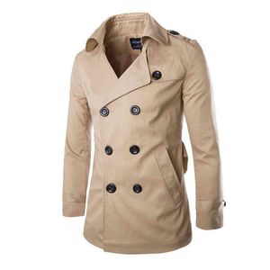 2019 Nouvelle Mode Hommes Solide Slim Trench-Coat Angleterre Style Long Manteau Pardessus À Double Boutonnage Avec Affûtage Parti Porter M-XXL L220725
