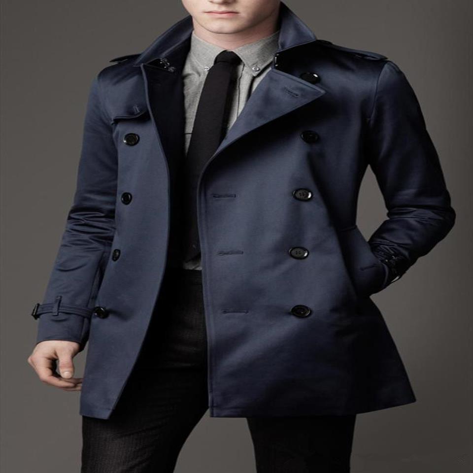 2019 Nya modemän långa vinterrockar Slim Fit Men Casual Trench Coat Mens Double Breasted Trench Coat UK Style Outwear268V