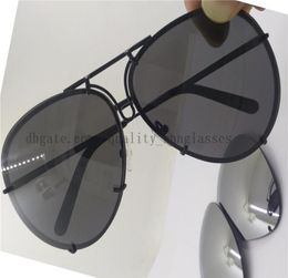 2019 nouvelle mode P0398478 lunettes de soleil monture noire lentille grise lentille miroir argenté avec boîte 69mm Interchangeable Len1482734