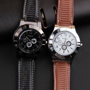 2019 nuevo encendedor de cigarrillos USB recargable sin llama relojes reloj masculino encendedor reloj de pulsera de cuarzo para hombres kol saati