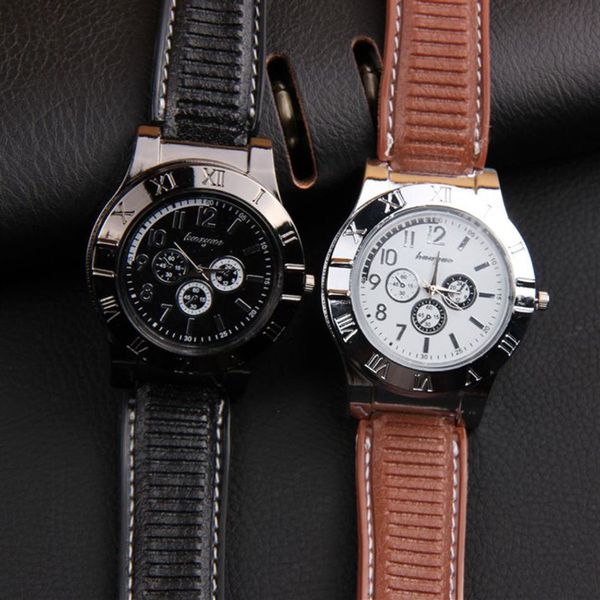 2019 nouvelles montres allume-cigare USB rechargeables sans flamme relogio masculino horloge briquet montre-bracelet à quartz pour hommes kol saa2288