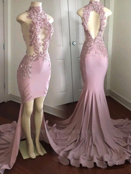2020 conception spéciale de col haut robe de bal bijou en mousseline de soie dentelle robe de soirée fleurs motif moderne Sexy Vintage classique robe de bal
