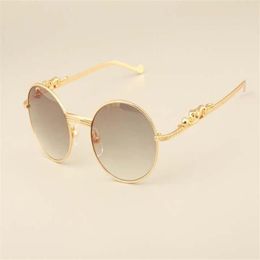 2019 nouvelles lunettes de soleil léopard doré 6384083 lunettes de soleil diamant de haute qualité rétro rondes taille 55 -22-135mm274I