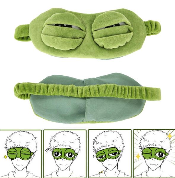 2019 Nuevo dibujo de la rana verde los ojos lindos Cubierta la triste cubierta de la máscara de ojo 3D Dormir Duermiendo Anime Regalo Funny Dreing Eymask Y15027123367